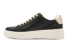 Marco Tozzi 2-23750-45 098 - Black Combi  laced black sneakers with a side zip, gold accents on a white background inner view