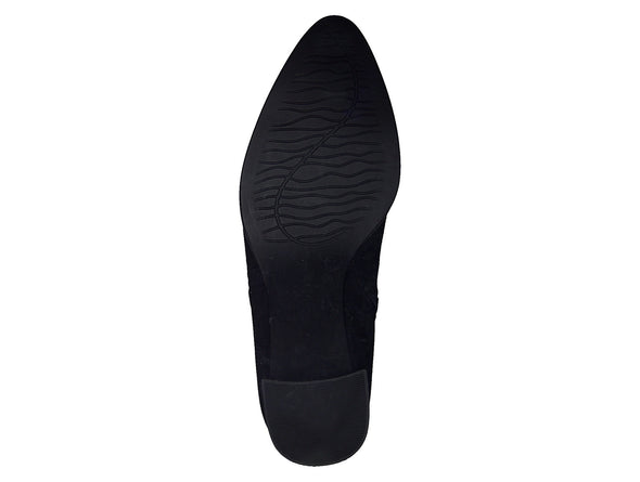 Marco Tozzi 2-25095-41 - Black ankle boot with block heel on a white background sole view