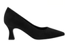 Marco Tozzi 22418 001 - Black suede court shoe with a medium heel on a white background.