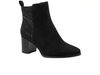 Marco Tozzi 25336-45 001 - -Black suede ankle boot with a beaded geometric design on the back. a medium heel in block format upper view