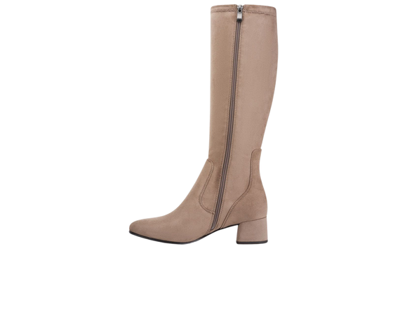Marco Tozzi 25524-43-270 - Stone knee high boot with a full length inner zip on a white background