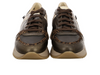 Mephisto Angie - pair of laced Walnut sneaker with leopard print accents on a white background front view