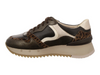 Mephisto Angie - laced Walnut sneaker with leopard print accents on a white background inner view