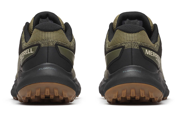 Merrell Nova 4 WP J068397 - Green and black laced hiking shoe on a white background back view