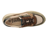 Moblis Rommy - Lichen green and brown multi coloured sneaker laced with a side zip on a cream sole against a white background top view