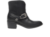 NeroGiardini I513900D 100 - Black western inspired ankle boot with a silver buckle on a white background