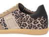 NeroGiardini I514052D-501 laced sneaker in Taupe with leopard print pattern on a white background back view
