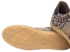 Close-up of NeroGiardini I514052D-501 laced sneaker in Taupe with leopard print pattern and a visible brand logo on a white background.