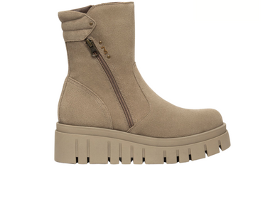 NeroGiardini I514914D-501 - Taupe ankle boot with a sip close and a tonal platform sole on a white background