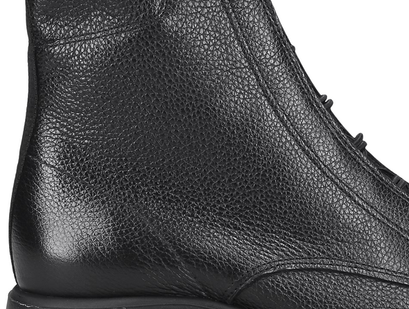Paul Green 8216-048 - Black leather boot close up on white background