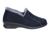 Rohde 2516 50 - Blue bootie slipper with fur lining on whit background. 