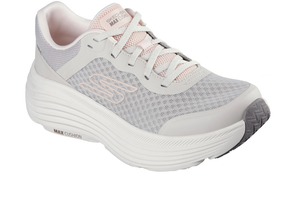 Skechers 129470 Max Cushioning Endeavour - Natural laced sneaker against a white background in upper view
