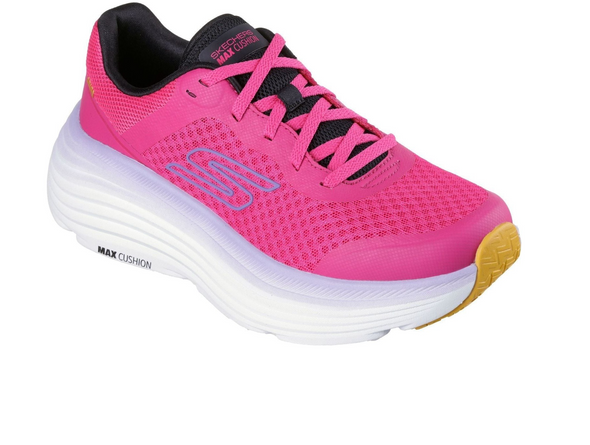 Skechers 129470 Max Cushioning Endeavour - Raspberry laced sneaker on white background upper view