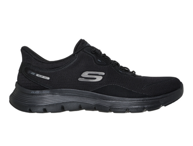 Skechers 150218 Slip-ins: Flex Appeal 5.0 - Easy Breezy - Black sneakers against a white background