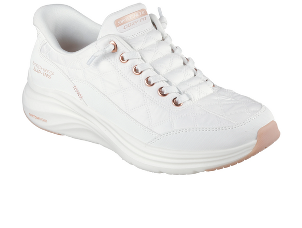 Skechers 150413 Slip-ins: Contour Foam - Cosy Fit Golden Hour - White with Rose Gold accents