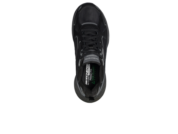 Skechers 150498 Relaxed Fit: Edgeride - Misty Skies - Black waterproof laced sneaker on a white background top view