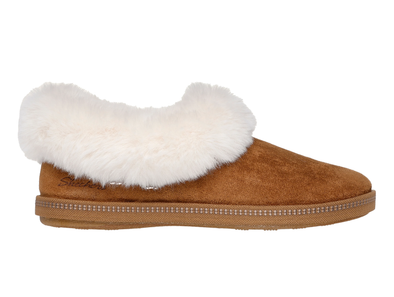 Skechers 169012 Cozy Campfire - Winter Nights full flipper in Chestnut with white faux fur lining and trim outer view