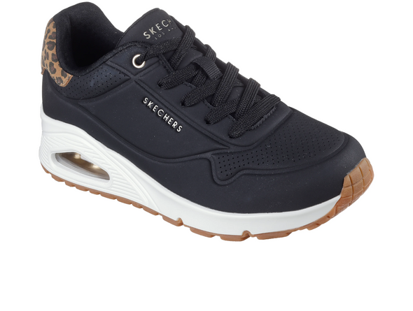 Skechers 177093 UNO - Jungle Nite - Black Leopard side