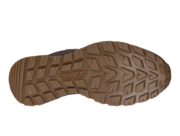 Skechers 211182 Slip-ins Waterproof Relaxed Fit: Slade Ultra - Turner - Red Brown hiking boot on a white background sole view