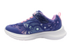 Skechers 303380L Jumpsters 2.0 - Butterfly Flush - Navy Multi laced sneaker, Velcro strap with cut-out butterfly design on a white background inner view