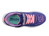 Skechers 303380L Jumpsters 2.0 - Butterfly Flush - Navy Multi laced sneaker, Velcro strap with cut-out butterfly design on a white background top view