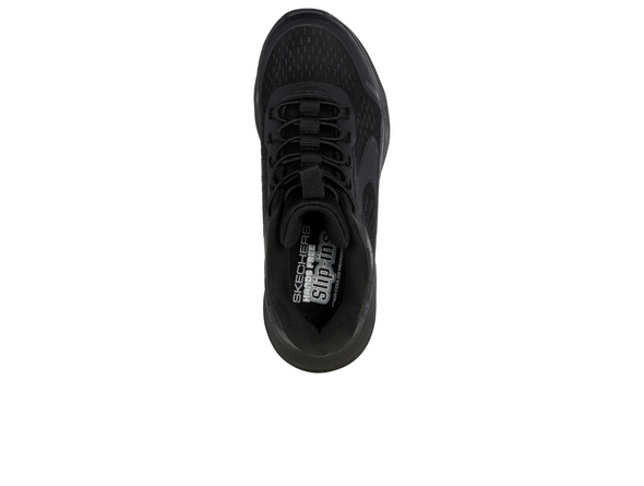 Skechers 303654L Slip-ins: Glide-Step - Vista Lane - laced black sneaker on white background top view