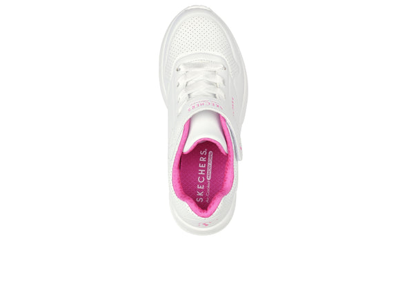 Skechers 310451L Uno Lite in White Hot Pink top view