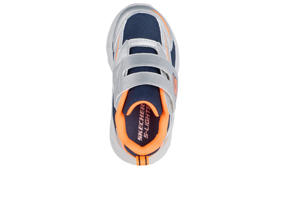Skechers 401498N S-Lights: Meteor-Lights - Glow Spike - Silver Orange top view