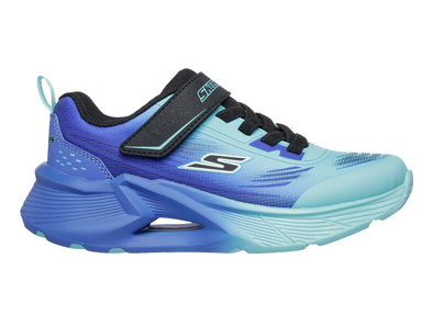 Skechers 404040L Tidal-Tech - Blue Multi sneaker, laced with a Velcro strap on a white background, outer view