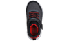 Skechers 406338N Waterproof: Bounder - Venture Squad - Black Charcoal sneaker with red accents on a white background