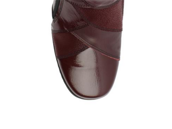 Softmode Clara 6474-70 - Wine leather ankle boot with an inner and outer zip in top view on a white background