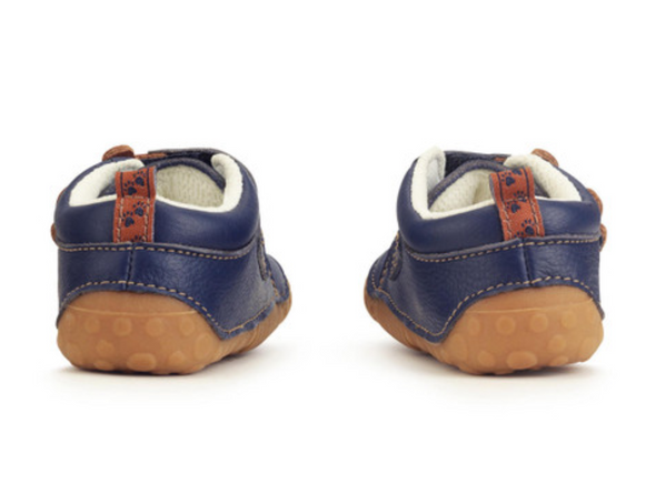 Startrite Bear Hug 0824-9 - Navy kids shoe with rubber sole back view against a white background. 