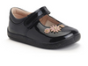 Startrite Fairy Tale 0780-3 - Black patent shoe with floral design and a Velcro strap on a white background.