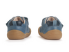 Startrite Harvest 0844-2 kids shoe in Denim Blue with tractor motif, Velcro strap and rubber sole on a white background back view