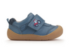 Startrite Harvest 0844-2 kids shoe in Denim Blue with tractor motif, Velcro strap and rubber sole on a white background