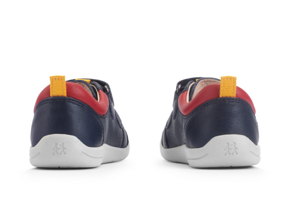 Startrite Playhouse Star 0854-19 shoe in Navy with star detail. double Velcro straps and white sole on white background back view