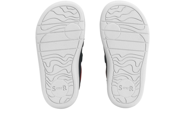 Startrite Playhouse Star 0854-19 shoe in Navy with star detail. double Velcro straps and white sole on white background sole view