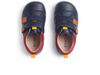 Startrite Playhouse Star 0854-19 shoe in Navy with star detail. double Velcro straps and white sole on white background top view