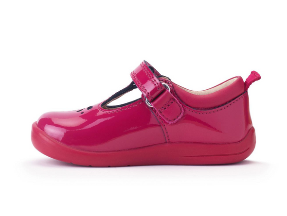 Startrite Puzzle 0779-18 - Cherry Red t-bar shoe with Velcro strap and pill tab on white background