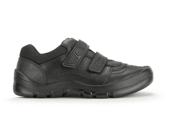 Startrite Rhino Warrior-8237-7 - Black school shoe with two Velcro straps