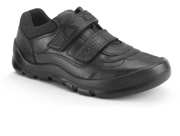 Startrite Rhino Warrior-8237-7 - Black school shoe with two Velcro straps