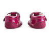 Startrite Tumble 0761-8 - Cherry Red baby shoe in red patent leather with a Velcro strap and star cut out detail on a white background back view