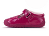 Startrite Tumble 0761-8 - Cherry Red baby shoe in red patent leather with a Velcro strap and star cut out detail on a white background inner view