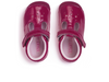 Startrite Tumble 0761-8 - Cherry Red baby shoe in red patent leather with a Velcro strap and star cut out detail on a white background top view