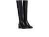 Unisa LAPES_F25_STT_STN - pair of Black knee high boots with a square toe, 5 cm block heel and full length inner zip on a white background front view