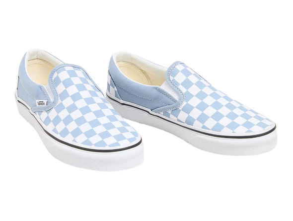 Vans Classic Slip-On Colour Theory Checkerboard in Blue White upper  view