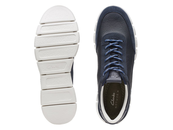 Clarks Nature X One in Navy Combi soler view