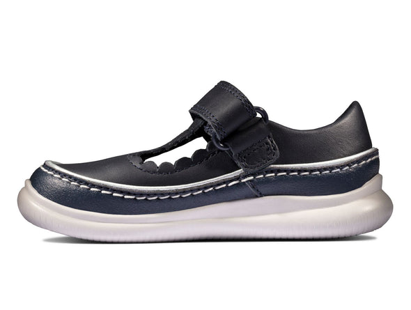 Clarks Crest Sky T in Navy Leather Inner view