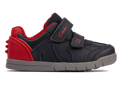Clarks Rex Play T in Navy/Red Leather Outer view