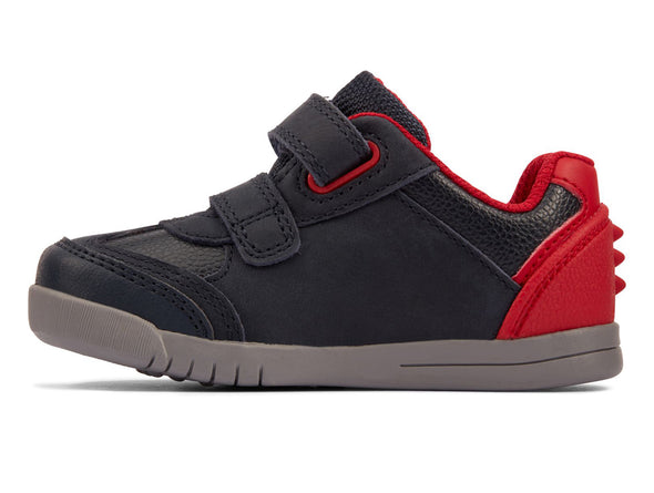 Clarks Rex Play T in Navy/Red Leather Inner view